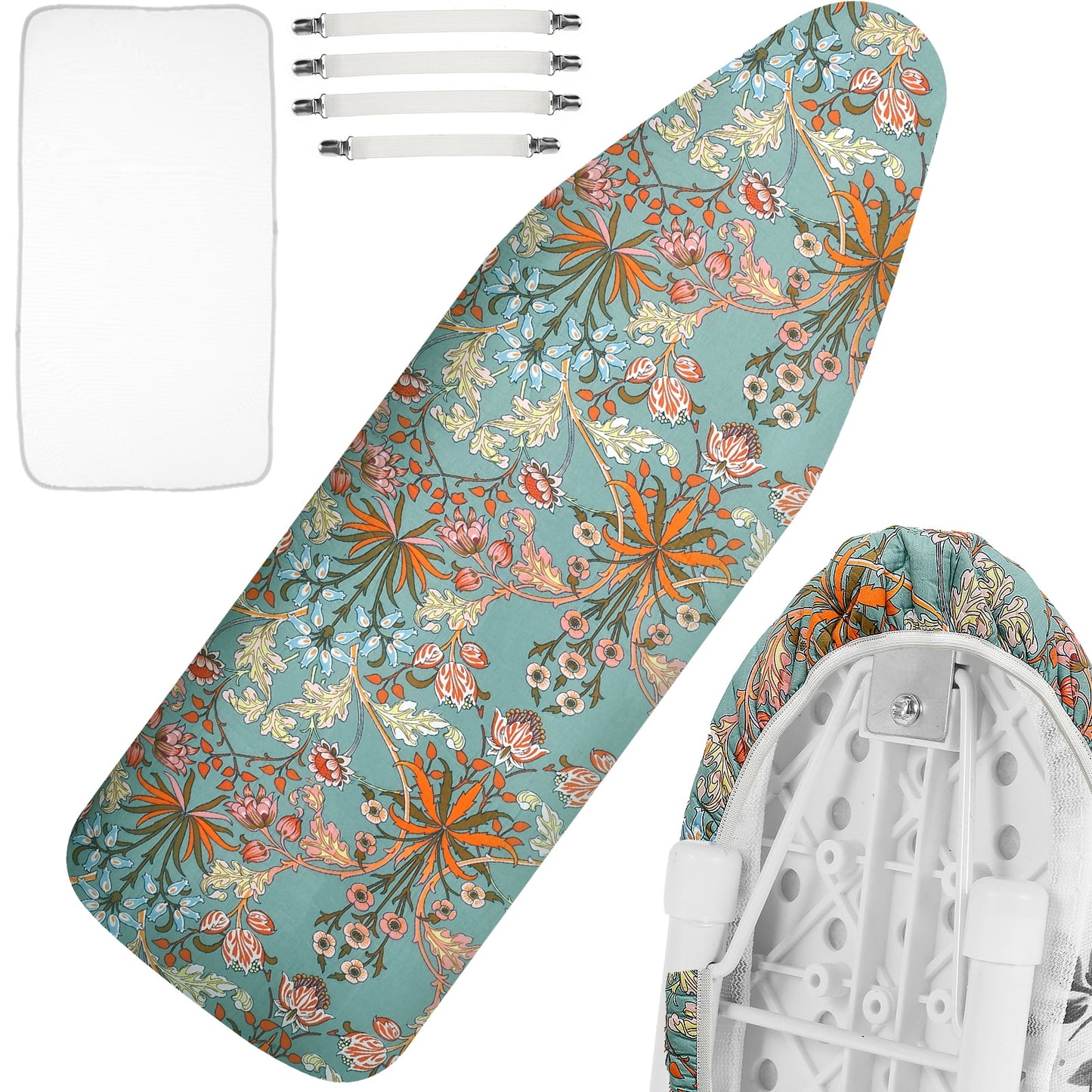 Ironing Board Cover and Pad 57.8×18.8in Ironing Board Cover with Elastic Edges Scorch Resistant Ironing Board Cover Set with Ironing Mat 4 Fasteners Printed Pattern Easy to Install for Dorm Home