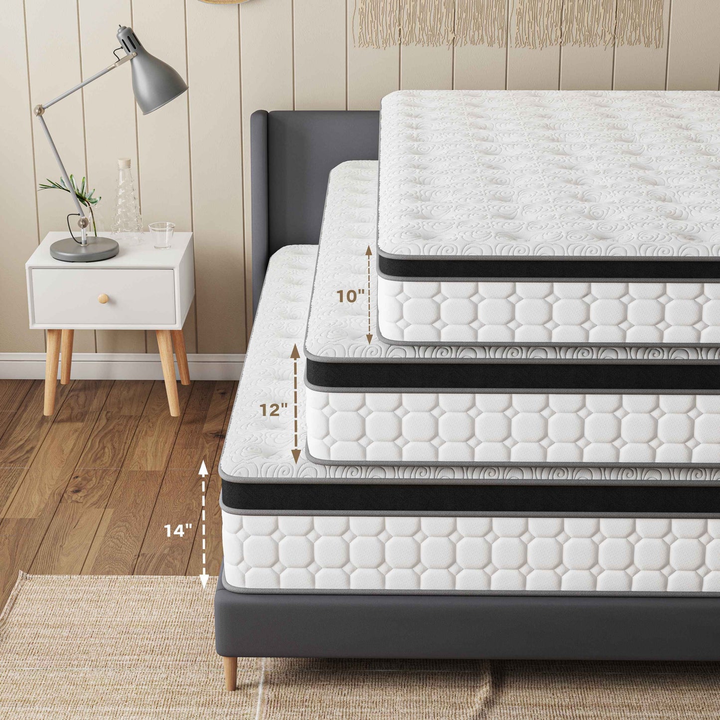 Tvdfgts 10 inch Full Size Mattress, Cooling Gel Memory Foam Mattress in a Box,Individual Pocket Spring Hybrid Mattress with Pressure Relief & Motion Isolation,Soft and Comfort,Medium-Firm,CertiPUR-US