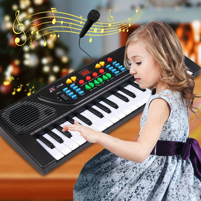 AIMEDYOU Kids Keyboard Piano, 37 Keys Toddler Piano Keyboard for Beginners Mini Keyboard Piano Music Electronic Piano Keyboard with Microphone Ideal Gifts for 3 4 5 6 Year Old Boys Girls (Black)