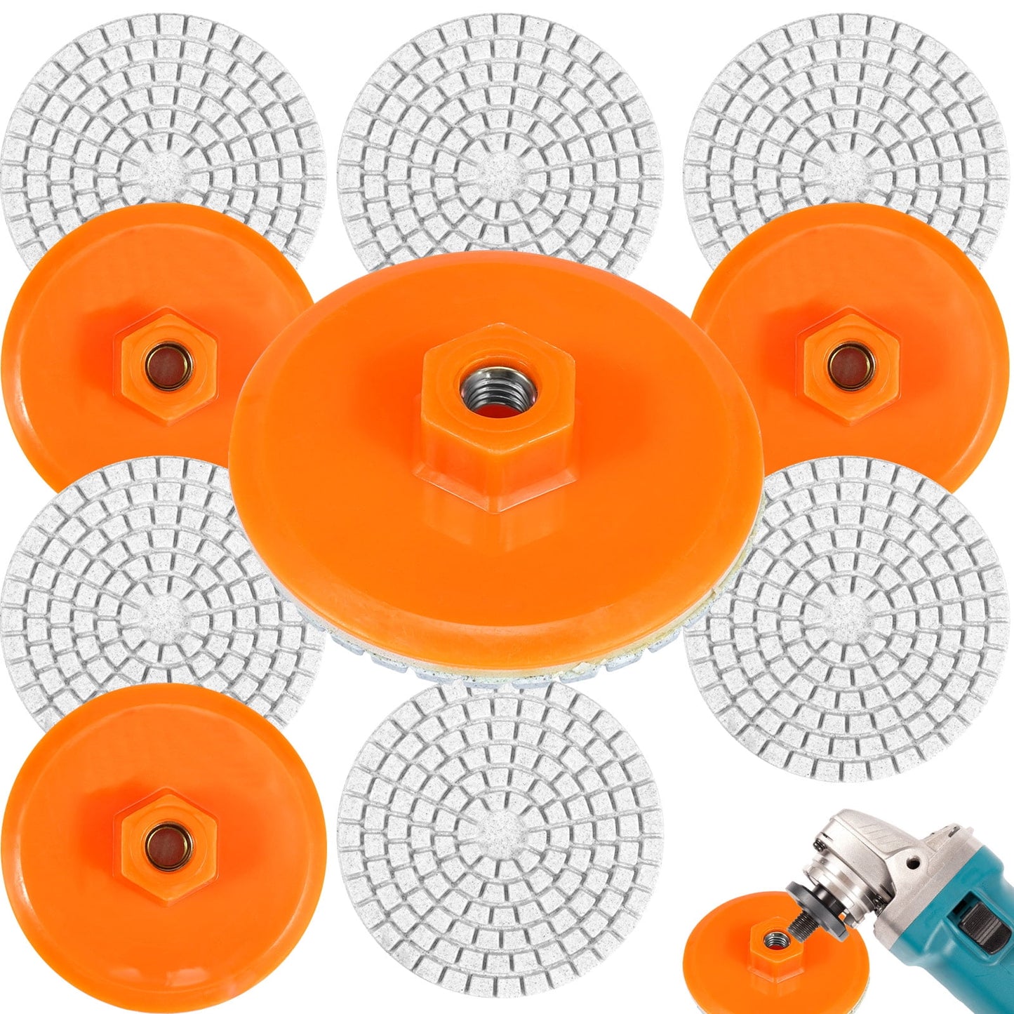 Txkrhwa 3.15inch 10PCS Diamond Polishing Pads, 150 Grit Diamond Buffing Disc, Wet Dry Granite Sanding Pads, Stone Trimming and Polishing Pad for Glass Marble Granite Stone Tile