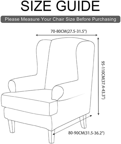 Willstar 2 Piece Wingback Armchair Chair Slipcovers Stretch Jacquard Wing Chair Cover Spandex Fabric WingChair Covers Removable Wing Back Sofa Chair Furniture Protector Couch