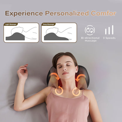 Ikristin Shiatsu Back Massager with Heat, 3D Deep Tissue Kneading Massage Pillow for Neck, Head, Best Gifts