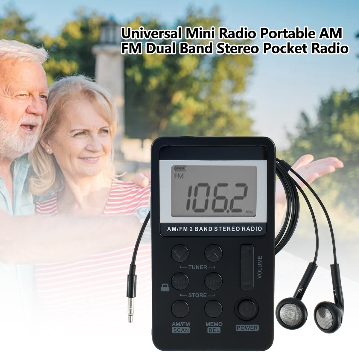 FM AM Personal Mini Digital Tuning Portable Pocket with In-Ear Headphones Stereo Mini Transistor Rechargeable Walkman with LCD Display for Jogging