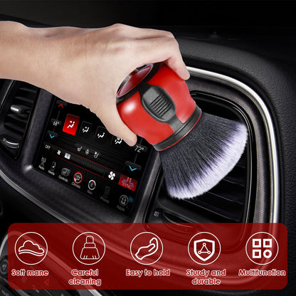 Txkrhwa Car Detailing Brush, Ultra Soft Bristles Brush, Auto Interior Dusting Brush with Storage Rack, Car XL Curveball Synthetic Brush Cleaning Tool, Covers Large Area Inside or Outside Vehicles