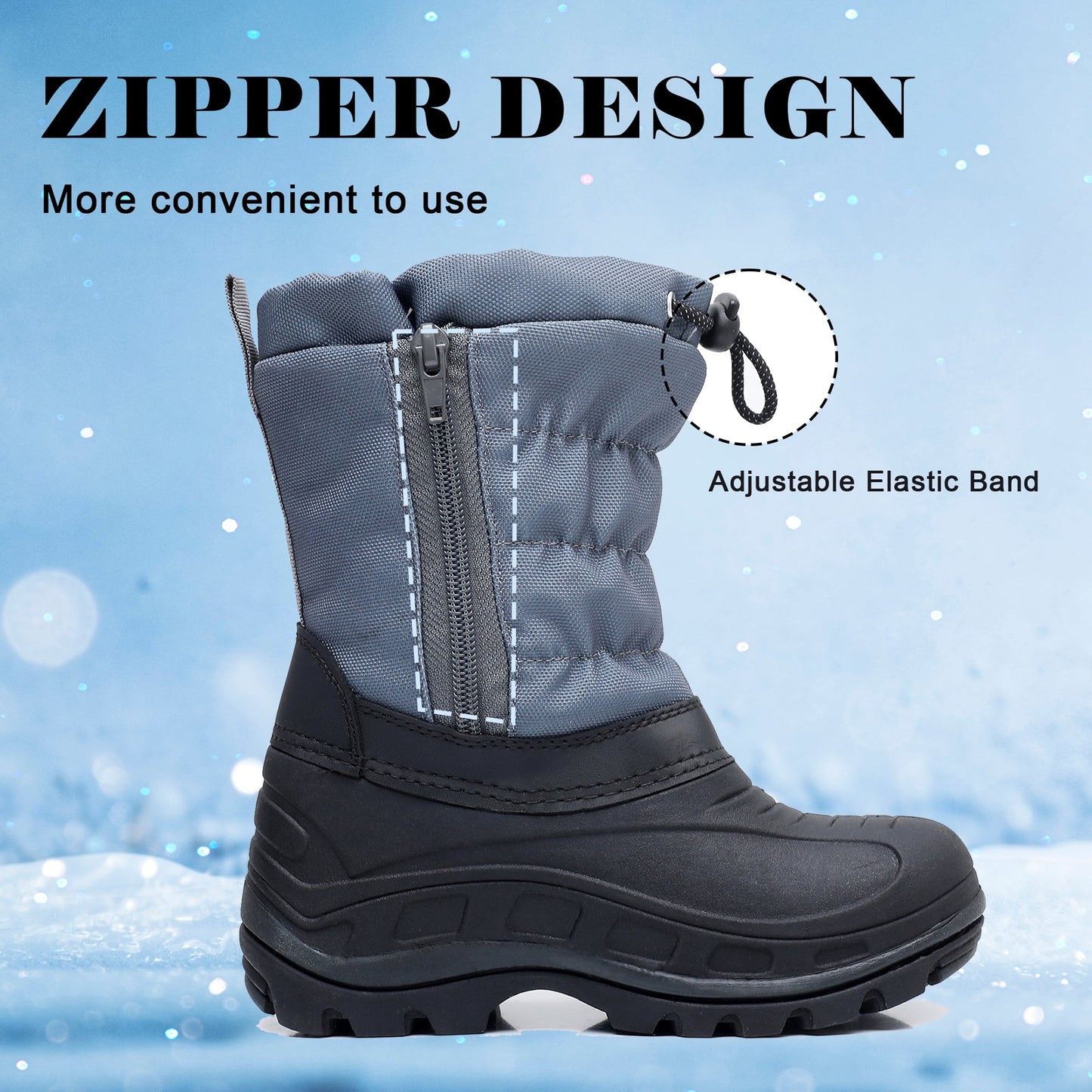 Apakowa Boys Girls Snow Boots Waterproof Outdoor Slip Resistant Winter Boots (Toddler/Little Kid/Big Kid)