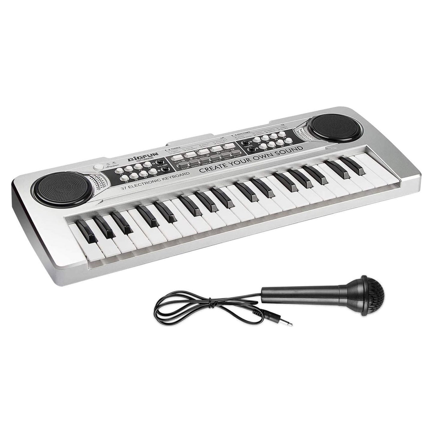 AIMEDYOU Kids Piano, Kids Keyboard 37 Keys Portable Electronic Musical Instrument Multi-Function Music Piano for Kids Early Learning Educational Toy Birthday Xmas Day Gifts (Silver)