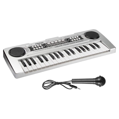 AIMEDYOU Kids Piano, Kids Keyboard 37 Keys Portable Electronic Musical Instrument Multi-Function Music Piano for Kids Early Learning Educational Toy Birthday Xmas Day Gifts (Silver)