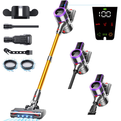 ARFUEE Cordless Vacuum Cleaner, 45000Pa/550W/60Mins Stick Vacuum, Lightweight/LED Display/1.5L Cup