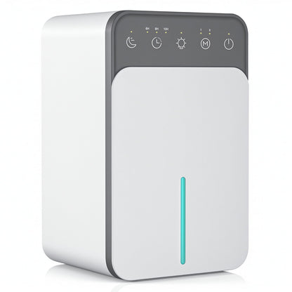 AUOSHI Dehumidifier 52.7 OZ Small Dehumidifiers for Bedroom with Auto Shut Off/Timing Settings/Sleep Mode/Auto Defrost/LED Colors Light, (500 sq. ft) Dehumidifiers for Bathroom Home RV Closet