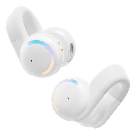 Wireless Bluetooth 5.3 Headphones AUOSHI Clip On Earbuds Open Ear Headphones Built-in Microphone with Waterproof Sports for Workout/Gaming/Driving/Runing, White