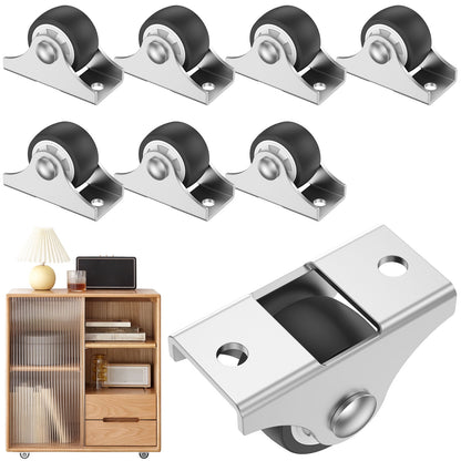 OKYMOTOR 8Pcs Swivel Caster Wheels 1in Heavy Duty Furniture Wheels Load Bearing 8KG Silent Soft Rubber Drawer Wheels Plate Furniture Wheels for Furniture Garage School Home