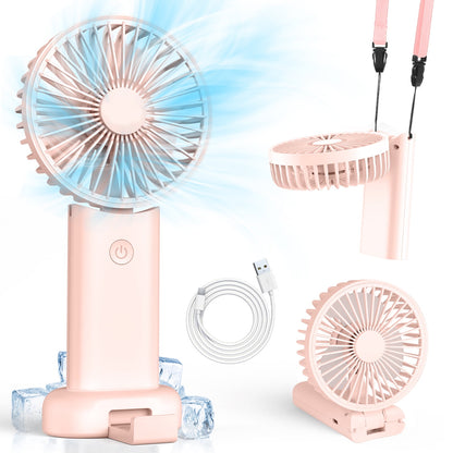 Bilivry Handheld Fan with Lanyard Base ,Type-C, for Girls Women Kids, Travel, Outdoor Indoor Office