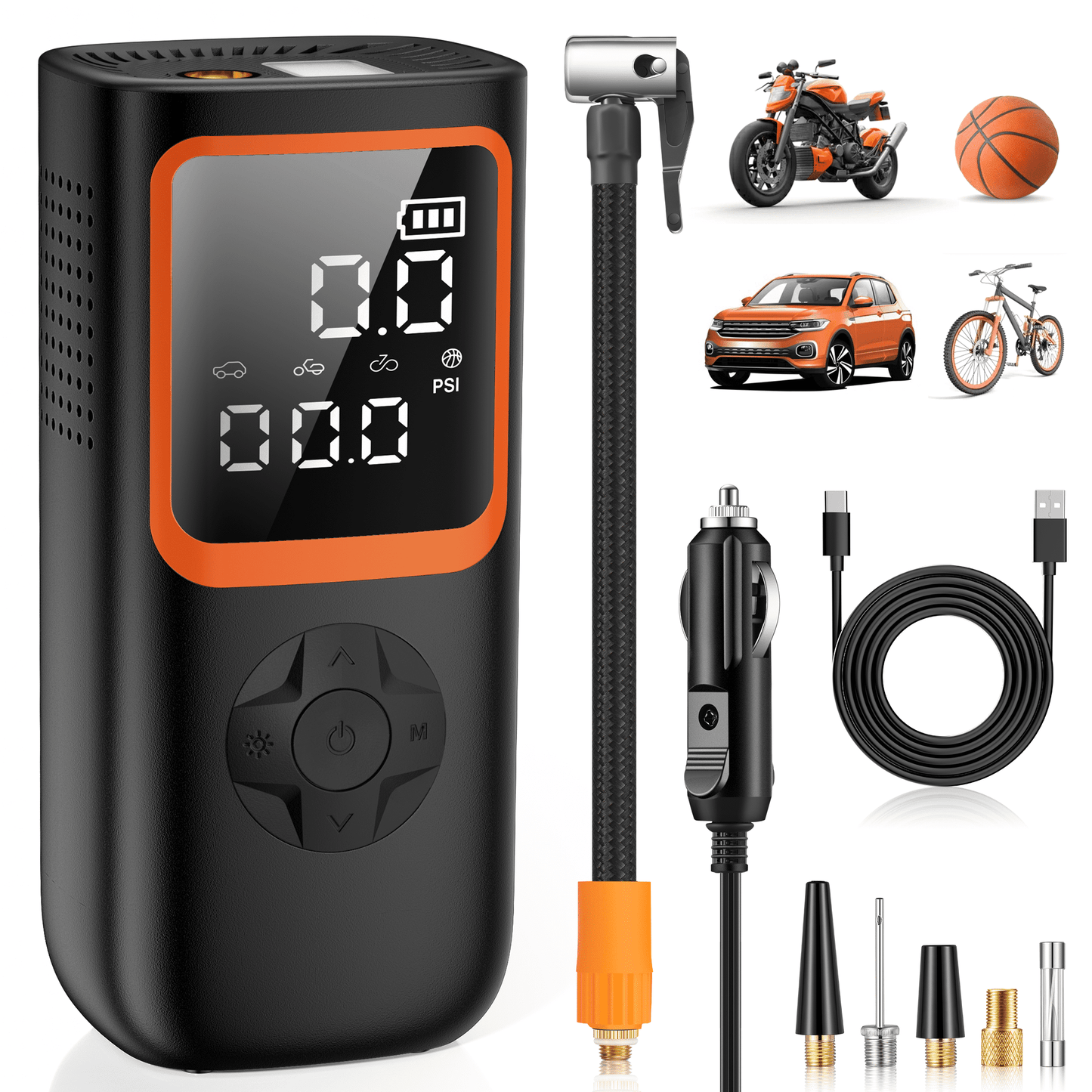 Carluck 18000mAh Cordless Tire Inflator Portable Air Compressor, 150 Psi Air Pump, with Automatic Shutoff, Rechargeable Battery & 12V DC, LED Light