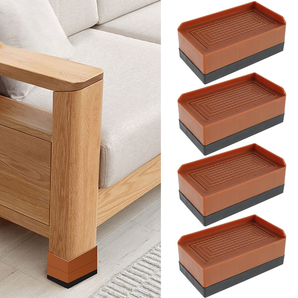 EUWBSSR Bed Risers Heavy Duty Adjustable Furniture Risersfor Bed Frame,Sofa,Desk Leg Lifts Up To 1102 Lbs