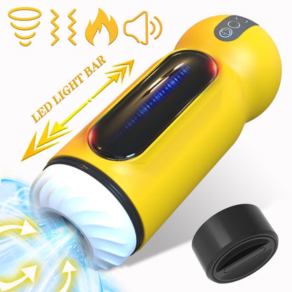 LETHIME Male Masturbator Cup Sex Toys with 10 Vibrating & 4 Sucking & Voice Function & Heating Modes LED Stroker Adult Toy for Men Self-Pleasure Masturbation