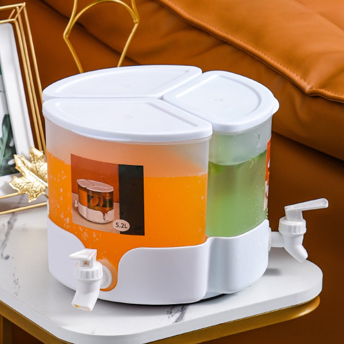 Evjurcn 5.1L Party Drink Dispenser with Faucet 360° Rotatable Juice Jug Dispenser 3 in 1 Removable Beverage Dispenser Home Juice Dispenser for Iced Tea Coffee Lemonade