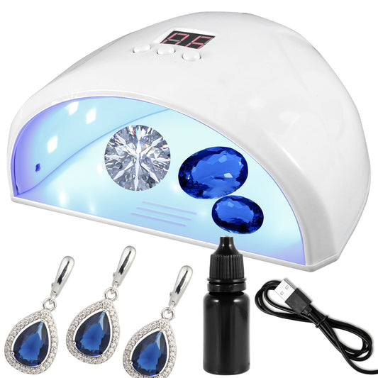 UV LED Nail Lamp Resin Curing Lamp Fast Curing Resin Light with 12 Beads Portable Resin Light with 3 Timer Setting Auto Sensing Nail Dryer Curing Lamp for Curing Jewelry Making DIY Craft