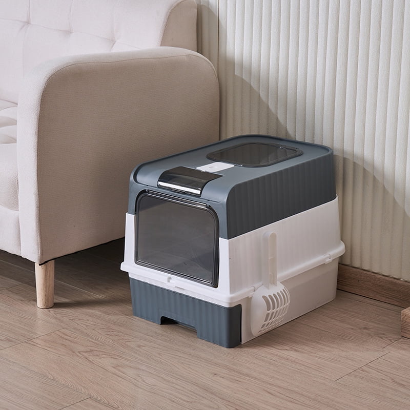 Extra Large Enclosed Litter Pan Large, splash-proof drawer litter box with extra room to move inside and good air circulation to eliminate odors With Shovel Pet Cat Cleaning Pet Supplies