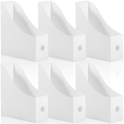 FUYGRCJ 6Pcs Magazine File Holder Durable Vertical File Holder Large Capacity Cardboard Magazine Holder Plastic Magazine Rack Multifunctional Magazine Storage Box for Home Office School Desktop