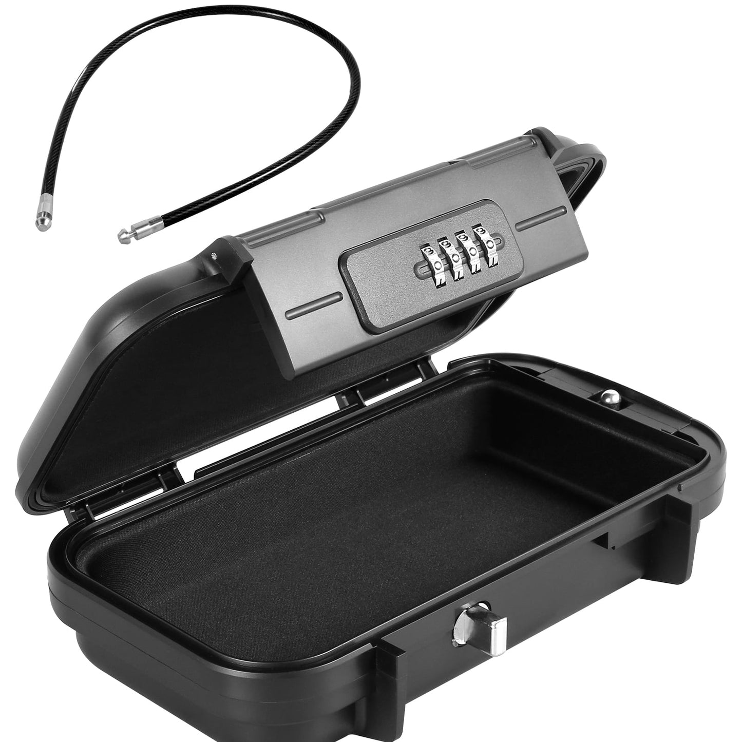 FUYGRCJ Portable Safe Box 4 Digit Combination Security Case LockBox with Removable Wire Rope IPX7 Waterproof Travel Safe Box Anti Theft Beach Safe Box for Home Office Car Dorm Hotel