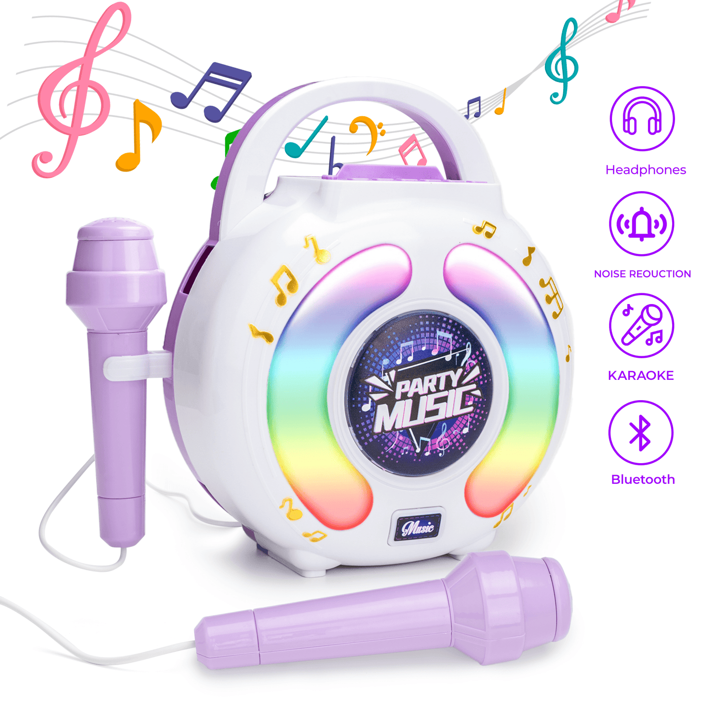 FVLOENG Mini Kids Karaoke Machine Portable Speaker,with 2 Microphone MP3 Music Player Gifts Sing Toys for Girls 3-12 Year Old Birthday Family Home Party (Purple)