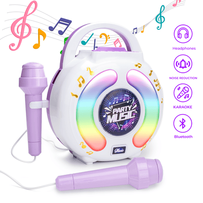 FVLOENG Mini Kids Karaoke Machine Portable Speaker,with 2 Microphone MP3 Music Player Gifts Sing Toys for Girls 3-12 Year Old Birthday Family Home Party (Purple)
