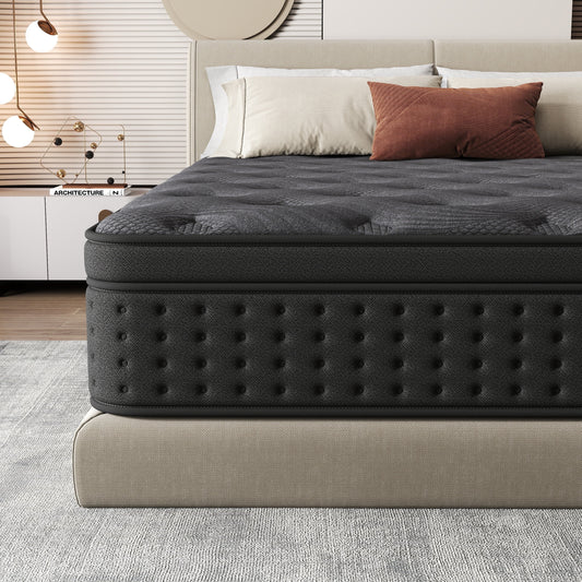 Zekbip 10 inch Twin Hybrid Mattress in a Box, Gel Memory Foam with Individually Wrapped Pocket Coils, Medium Firm, Pressure Relief, Cooling Sleep Support for Adult