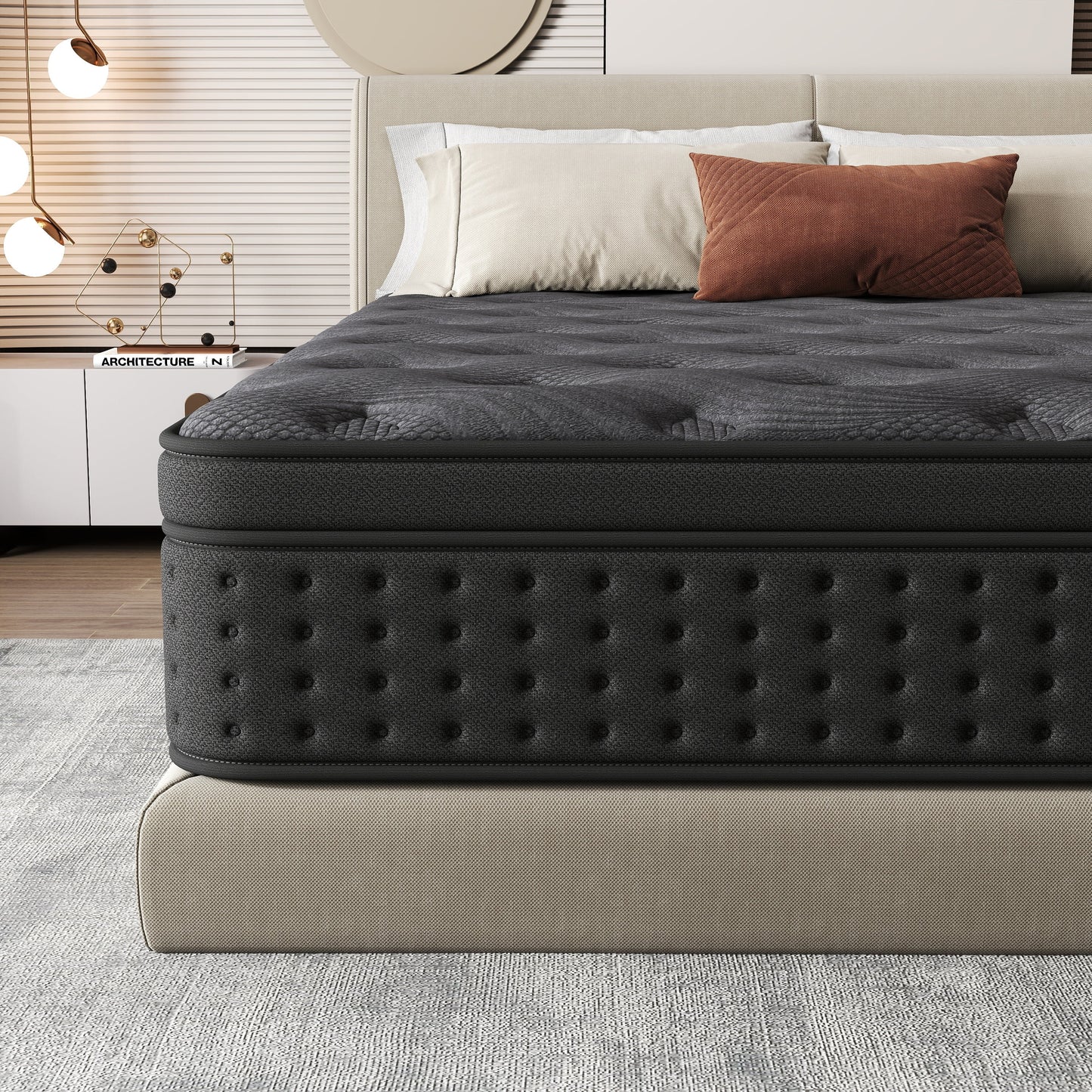 Zekbip 14 inch King Hybrid Mattress in a Box, Gel Memory Foam with Individually Wrapped Pocket Coils, Medium Firm, Pressure Relief, Cooling Sleep Support for Adult