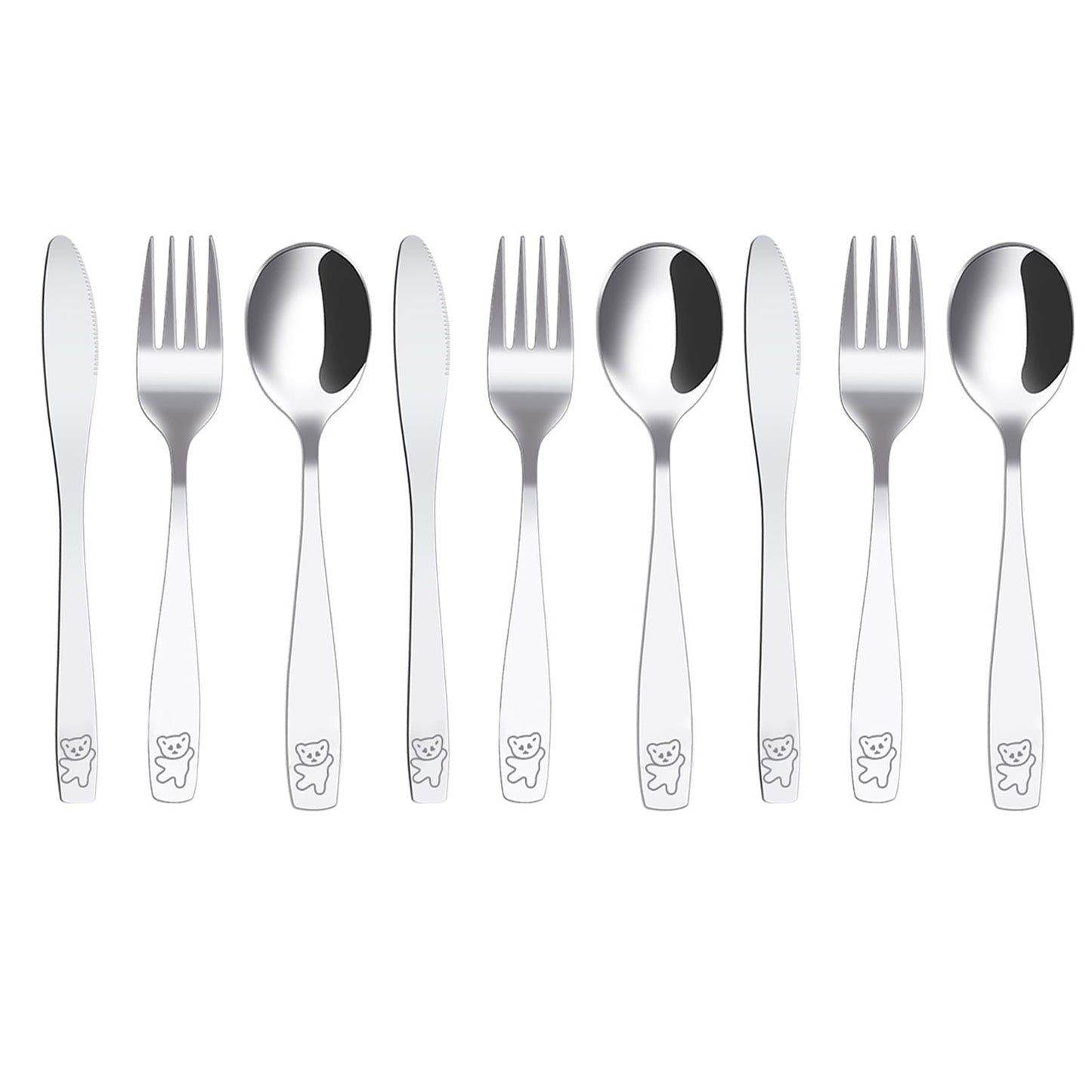 Ghojet 9 Pieces Kids Silverware, Stainless Steel Toddler Utensils, Kids Fork Spoons and Cutter Set, Toddlers Flatware Set, Kids Cutlery Set, 3x Forks, 3 x Spoons, 3x Dinner Cutters