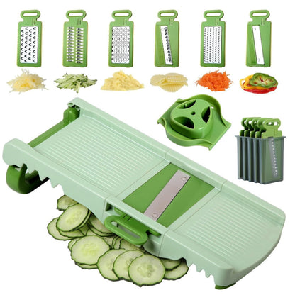 Ghojet Mandoline Slicer with 6 Blades Multifunctional Mandoline Food Slicer Mincer with Hand Guard Foldable Mandoline Vegetable Slicer Professional Vegetable Chopper Potato Slicer,Green