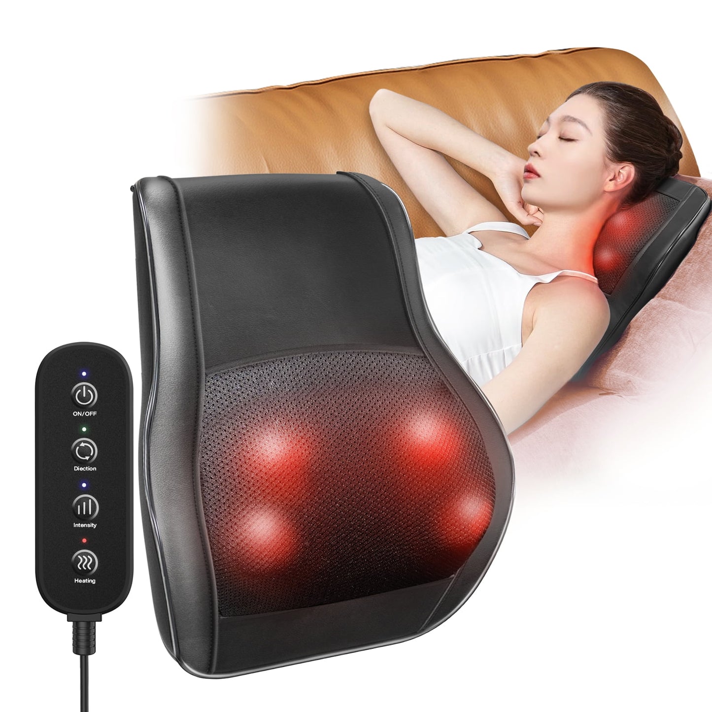 Ikristin Shiatsu Back Massager with Heat, 3D Deep Tissue Kneading Massage Pillow for Neck, Head, Best Gifts