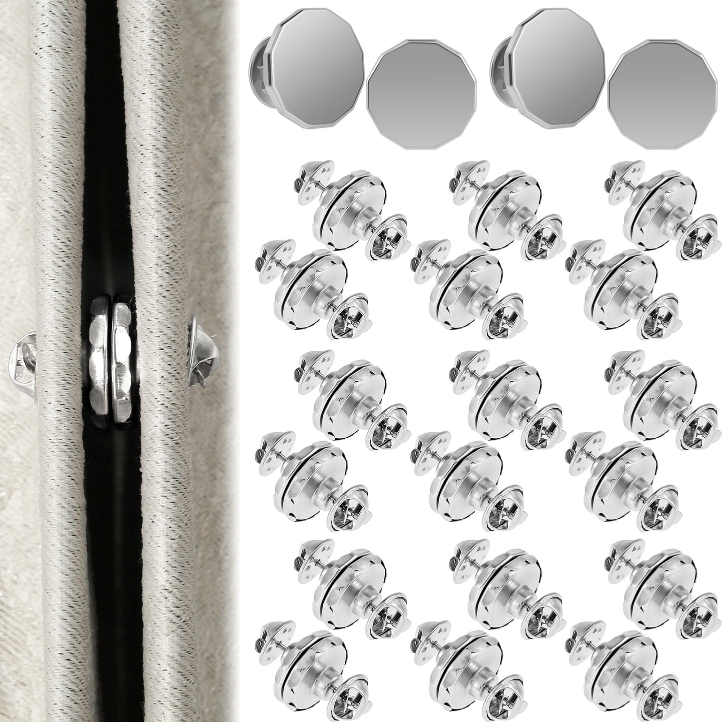 Kyoffiie 20 Pairs Curtain Magnets Closure, Curtain Weights Magnets with Back Tack to Prevent Lights from Leaking for Home Bedroom Office Curtain Draperies