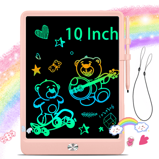 VAMOUT LCD Writing Tablet, 10 Inch Colorful Electronics Drawing Pads, Erasable Reusable Toddler Doodle Board Drawing Tablet, Educational and Learning Toys Gift for Over 3 Years Old Kids (Pink)