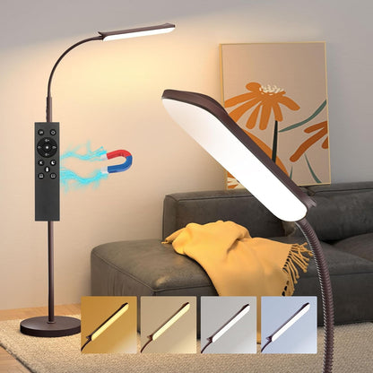 ACMETOP Floor Lamp, 18W/1800LM Bright LED Floor Lamp with Stepless Adjustable 2700K-6500K Colors and Dimmer, Remote and Touch Control, Adjustable Gooseneck Floor Lamp for Living Room (Brown)