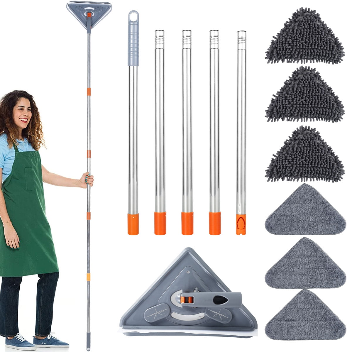 Lieonvis Wall Cleaner Mop with Long Handle,Baseboard Cleaner ,with Extension Pole 25 to 85,6 Replacement Pads
