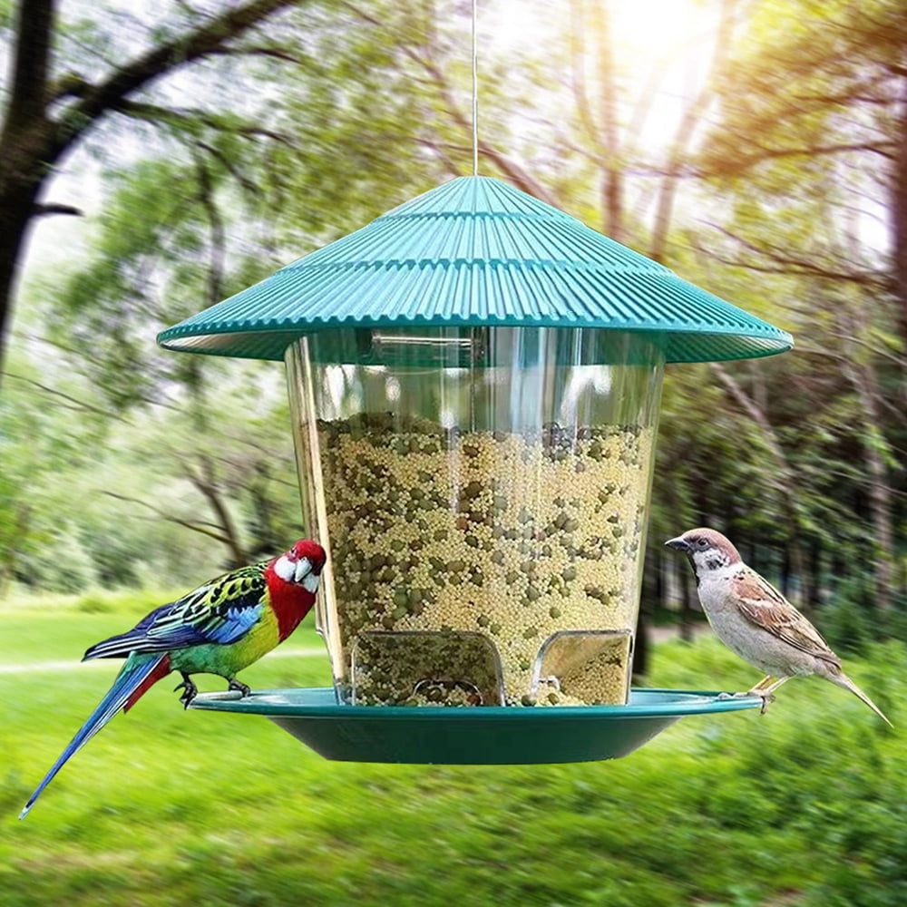 Lzvxtym Bird Feeder,Bird Feeding Station Hanging Transparent Large Capacity Bird Feeder with Roof for Wild Birds Hanging in the Garden and Balcony