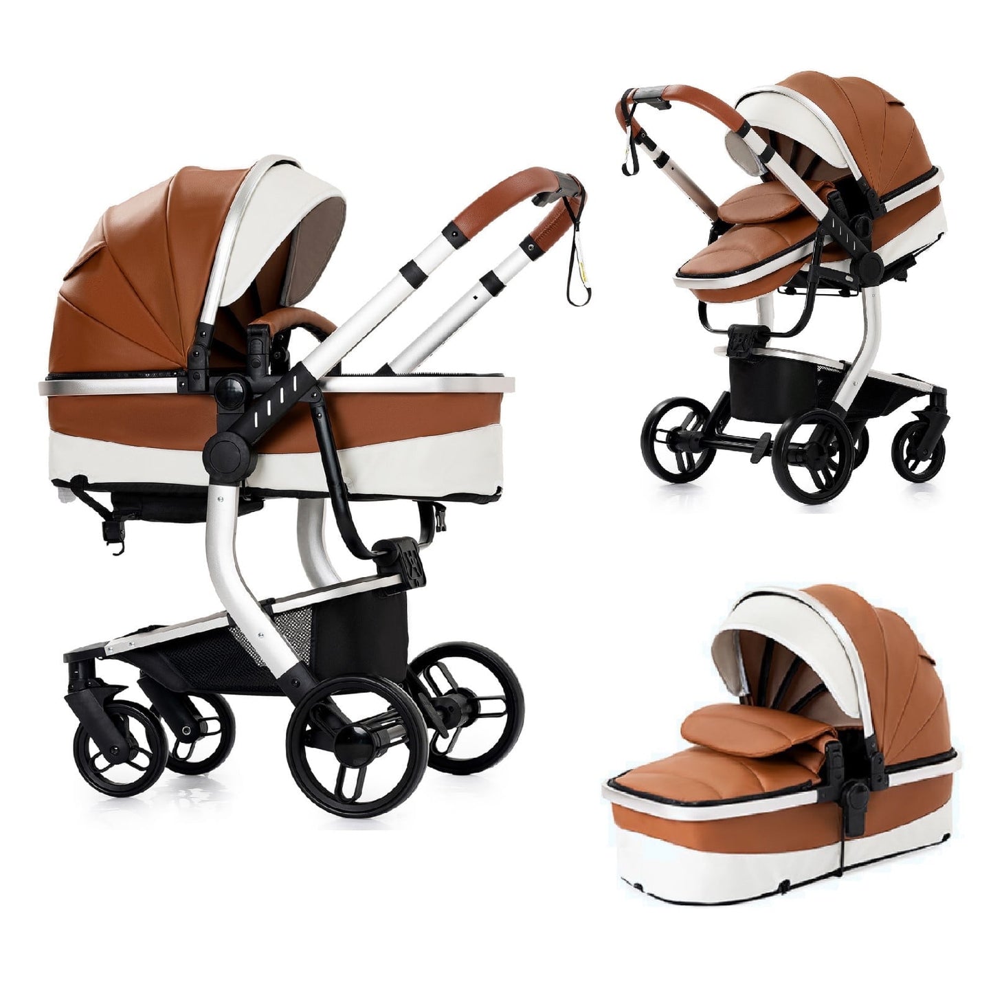 Magic ZC 2 in 1 Foldable Umbrella Stroller with PU Leather,Lightweight Travel,26lbs,Beige