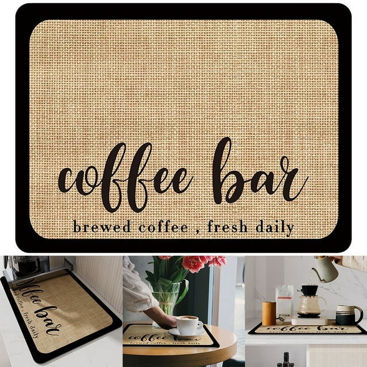 NYIDPSZ Coffee Mat Hide Stains Rubber Backed Coffee Bar Countertop Mat Waterproof Placemat Kitchen Counter Coffee Bar Accessories
