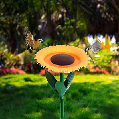 NewSoul Sunflower Standing Bird Feeder Outdoor,Bird Bath Feeders Bowl,Flower Shape Bird Feeding Tray,Gifts for Bird Lovers
