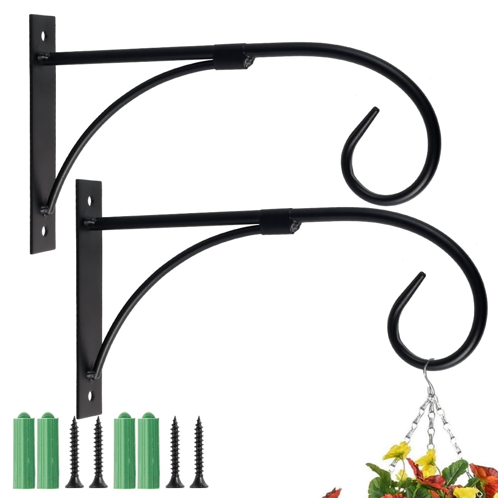 Nyidpsz 2Pcs Hanging Basket Hook Metal Plant Hanger Brackets Heavy Duty Bird Feeder Hanger for Indoor Outdoor Decor,10.53inch