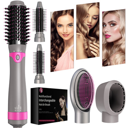 OCTMOM Hair Dryer Brush, 5 in 1 Negative Ionic Hot Air Brush for Curling Straightening Drying, Blow Dryer for Hair Styling, Gray