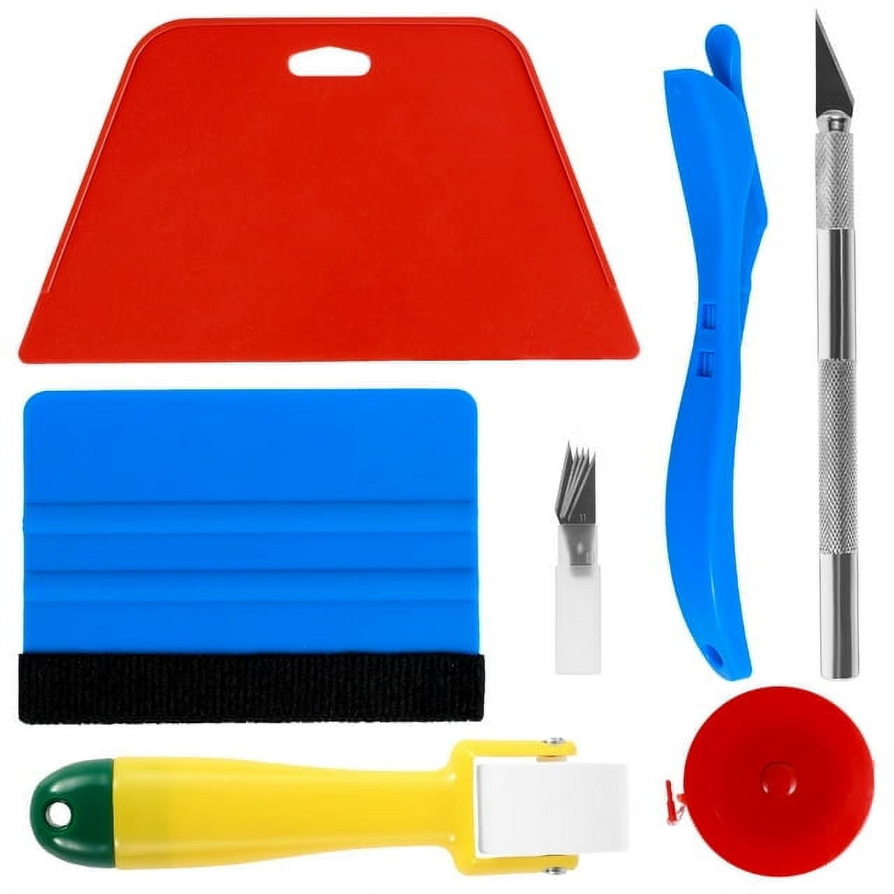 OKYMOTOR 11Pcs Wallpaper Smoothing Tool Kit Reusable Flexible Wall Paper Peal and Stick Tool with Seam Roller Tape Measure Scraper for Window Film Vinyl Wrapping Paper