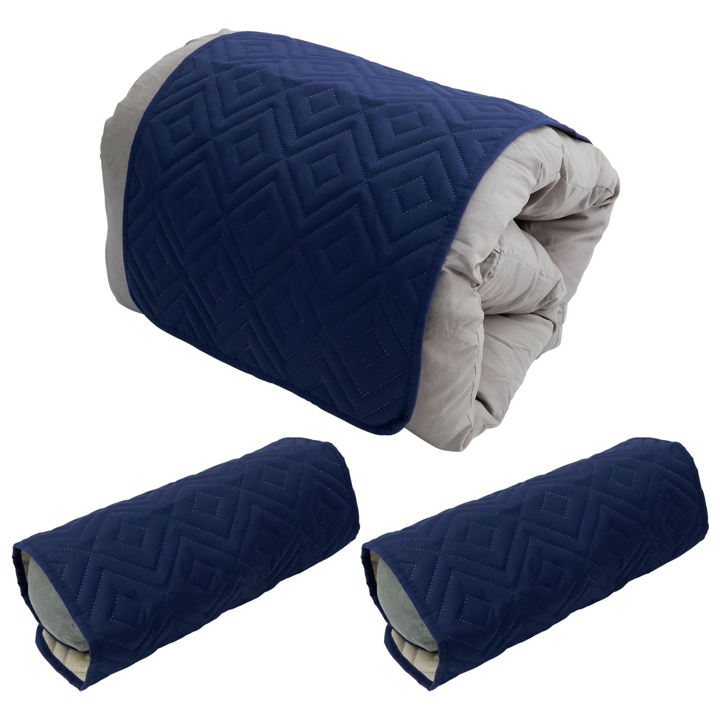 Pcapzz 3PCS Recliner Headrest Protector,Polyester Headrest Cover Wear Resistant Sofa Headrest Covers,Navy