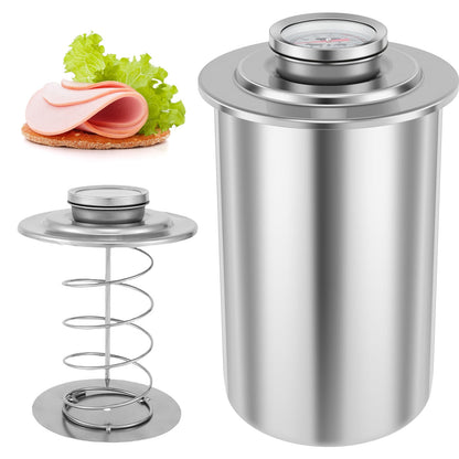 Pcapzz Ham Maker Stainless Steel Meat Press Cooker Large Capacity Ham Press Maker Round Shape Deli Meat Press Mold for Healthy Homemade Ham with Thermometer for Meat Pork Poultry