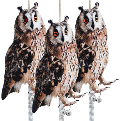 Pluokvzr Owl to Keep Birds Away Bird Scarers Fake Owl Bird Reflective Devices to Keep Birds Away from Window Garden Farm,3 Pack
