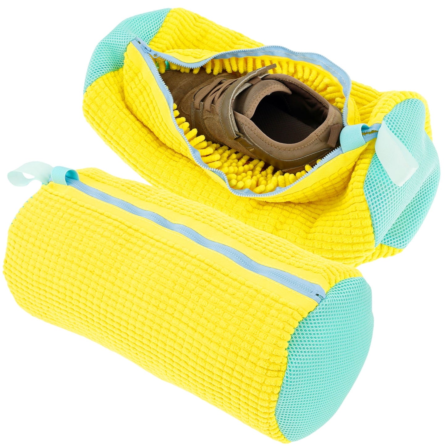 Pluokvzr 2Pcs Shoe Laundry Bags,Shoe Washing Bags,Shoe Washing Machine Bag for Sneaker Gym Shoes,with Zipper,Yellow,15.21" x 7.41"