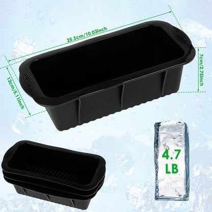 Qenwkxz 3Pcs Extra Large Ice Mold Silicone Large Ice Block Mold 10×5.1×2.8 Inch Ice Cube Maker Reusable Large Ice Cube Tray Dishwasher Safe Ice Cube Maker Container Durable Ice Bath Chiller for Home