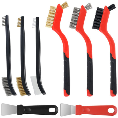 Txkrhwa 8PCS Wire Brush Set with Scraper, Heavy Duty Metal Scraper Brushes, Stainless Steel Scratch Wire Brushes, Stove Scraper Cleaner for Cleaning Rust, Welding Slag, Paint and Dust