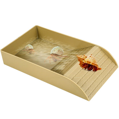 Qenwkxz Tortoise Food Dish Reptile Water Food Bowls with Anti-Slip Ramp Reptile Water Dish Reusable Turtle Reptile Pool Tortoise Habitat Accessories for Turtles Horned Frogs and Lizards 36x20x6cm