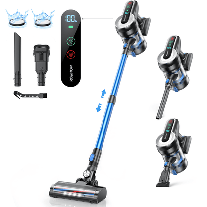 Roanow Cordless Vacuum Cleaner, 38KPA/55Mins Lightweight Stick Vacuum for Hardwood Floor Carpet Pet